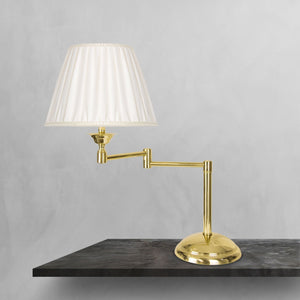 Vintage Swing Arm Table Lamp Brass And White Shade by Ghidini 1849