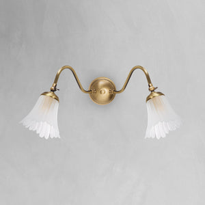 Wall Lamp Classic Brass 2 Floral Glasses Adjustable by Ghidini 1849