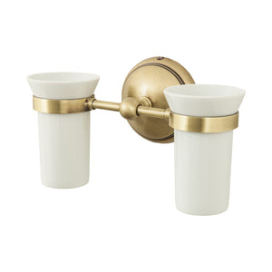 Wall Mounted Double Toothbrush Holder Brass Alba by Ghidini 1849