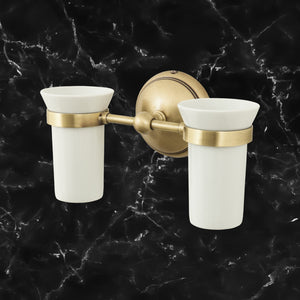 Wall Mounted Double Toothbrush Holder Brass Alba by Ghidini 1849