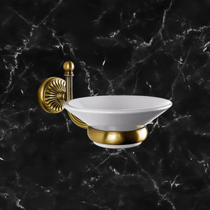 Wall Soap Dish Holder In Brass And Ceramic Dafne by Ghidini 1849