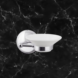 White Ceramic Soap Dish Wall Mounted Brass Alba by Ghidini 1849