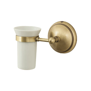 White Ceramic Toothbrush Holder Brass Alba by Ghidini 1849