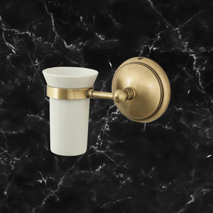White Ceramic Toothbrush Holder Brass Alba by Ghidini 1849