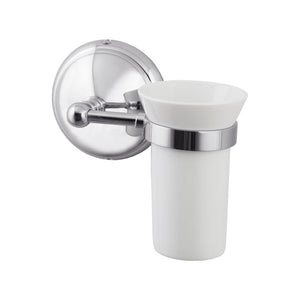 White Ceramic Toothbrush Holder Brass Alba by Ghidini 1849