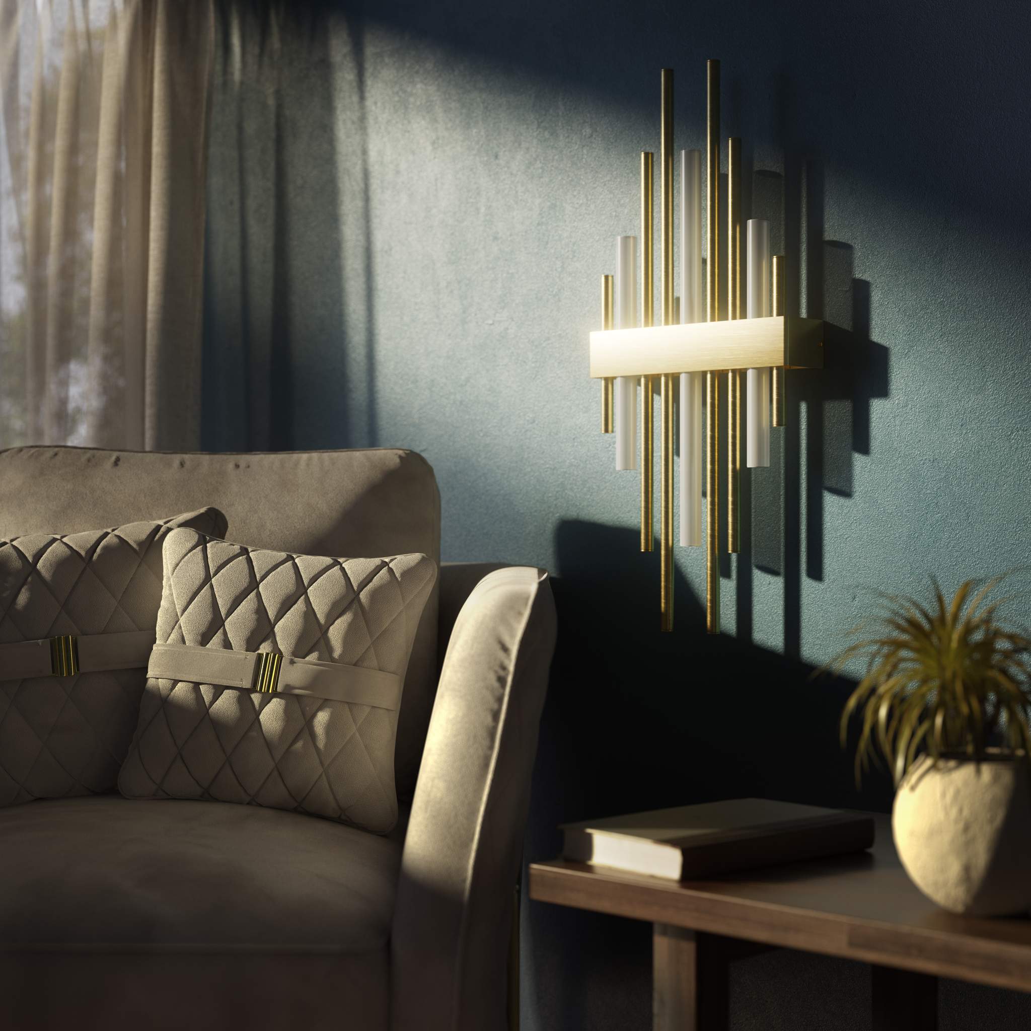 Italian design lamps and luxury design lighting in brass - Made in Italy since 1849 - brass wall lamp in living room