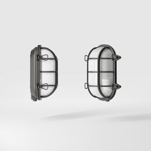 Nautical outdoor wall lamp in brass with protective grid and glass, maritime style for outdoor lighting by Ghidini 1849 - Finish: OBR Dark Bronze