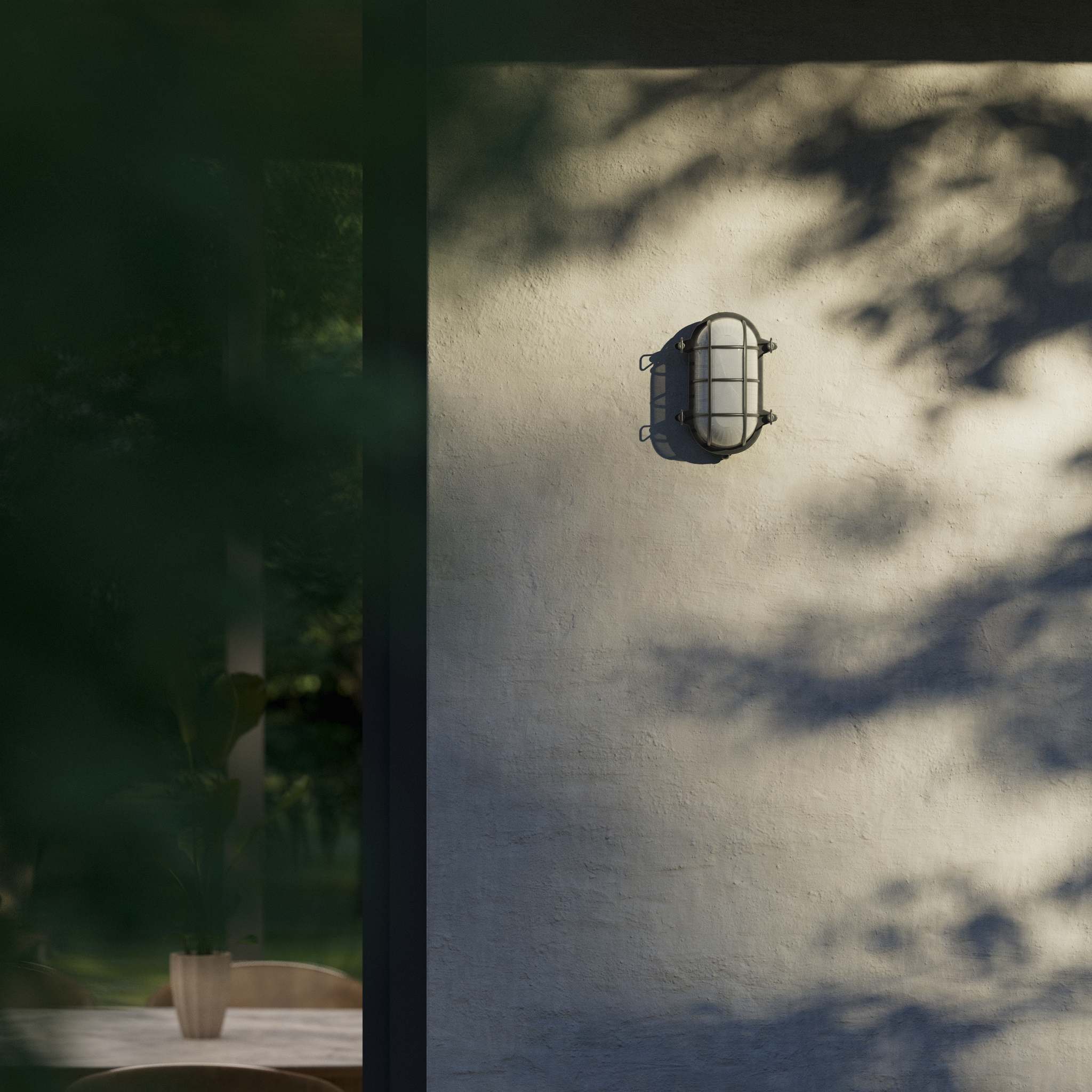 Nautical outdoor wall lamp in brass with protective grid and glass, maritime style for outdoor lighting by Ghidini 1849 - Finish: OBR Dark Bronze