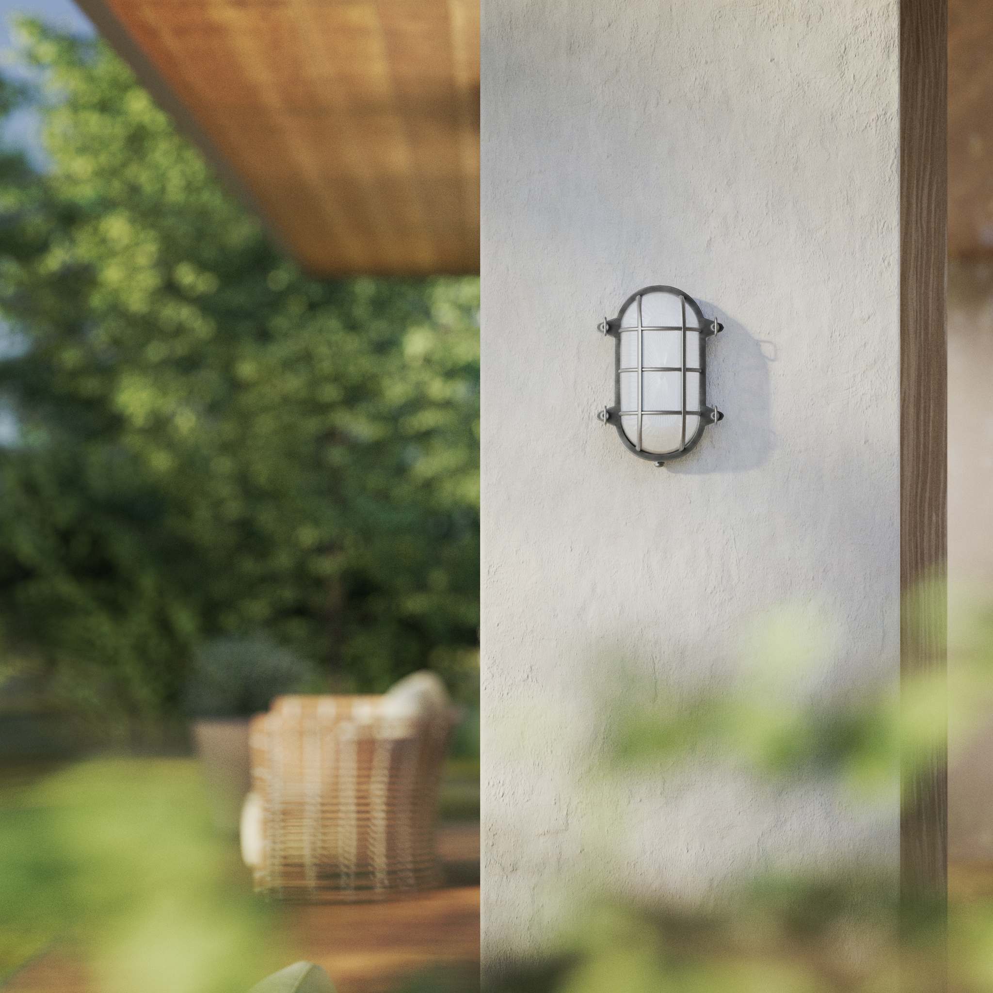 Nautical outdoor wall lamp in brass with protective grid and glass, maritime style for outdoor lighting by Ghidini 1849 - Finish: OBR Dark Bronze