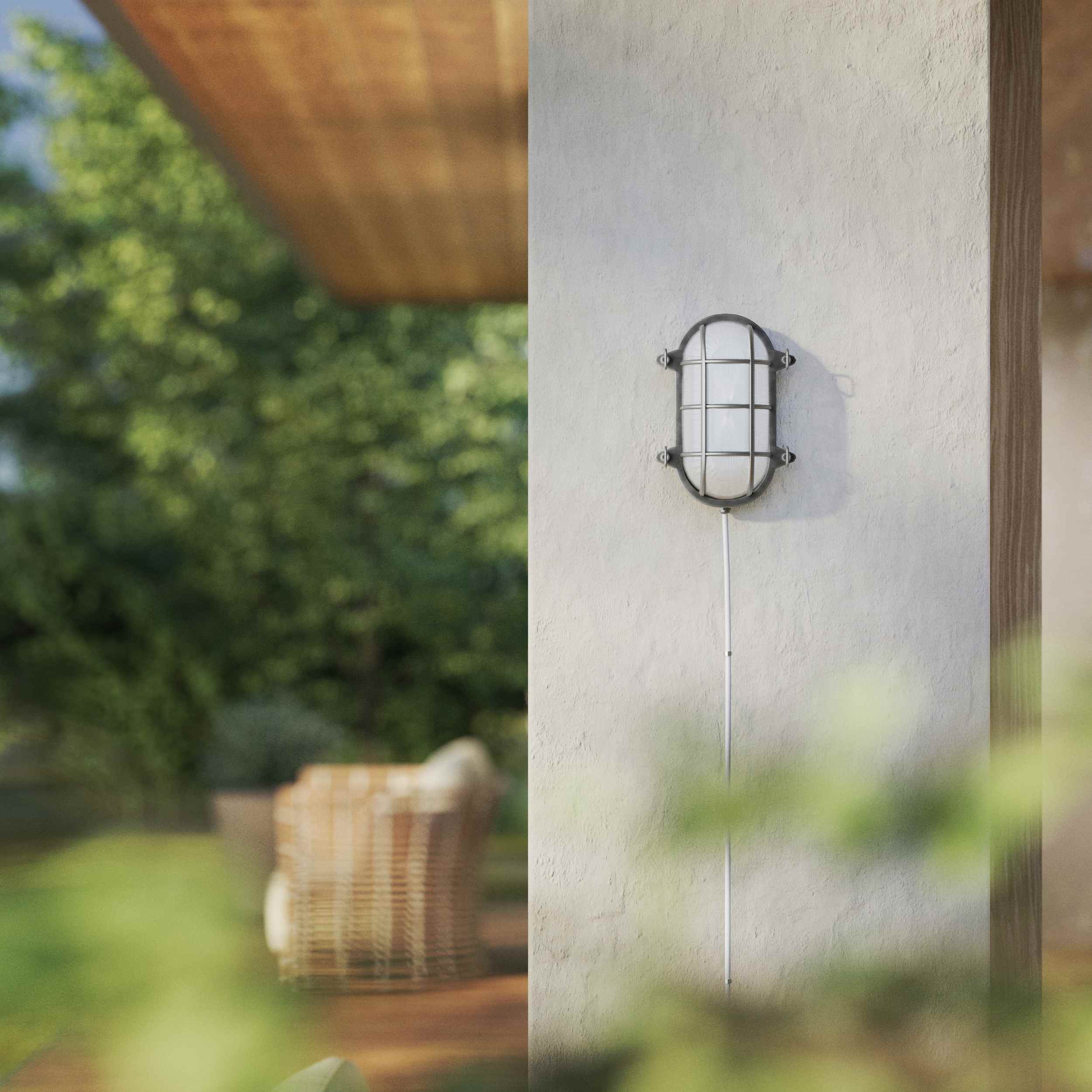 Nautical outdoor wall lamp in brass with protective grid and glass, maritime style for outdoor lighting by Ghidini 1849 - Finish: OBR Dark Bronze