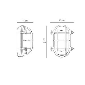 Nautical outdoor wall lamp in brass with protective grid and glass, maritime style for outdoor lighting by Ghidini 1849