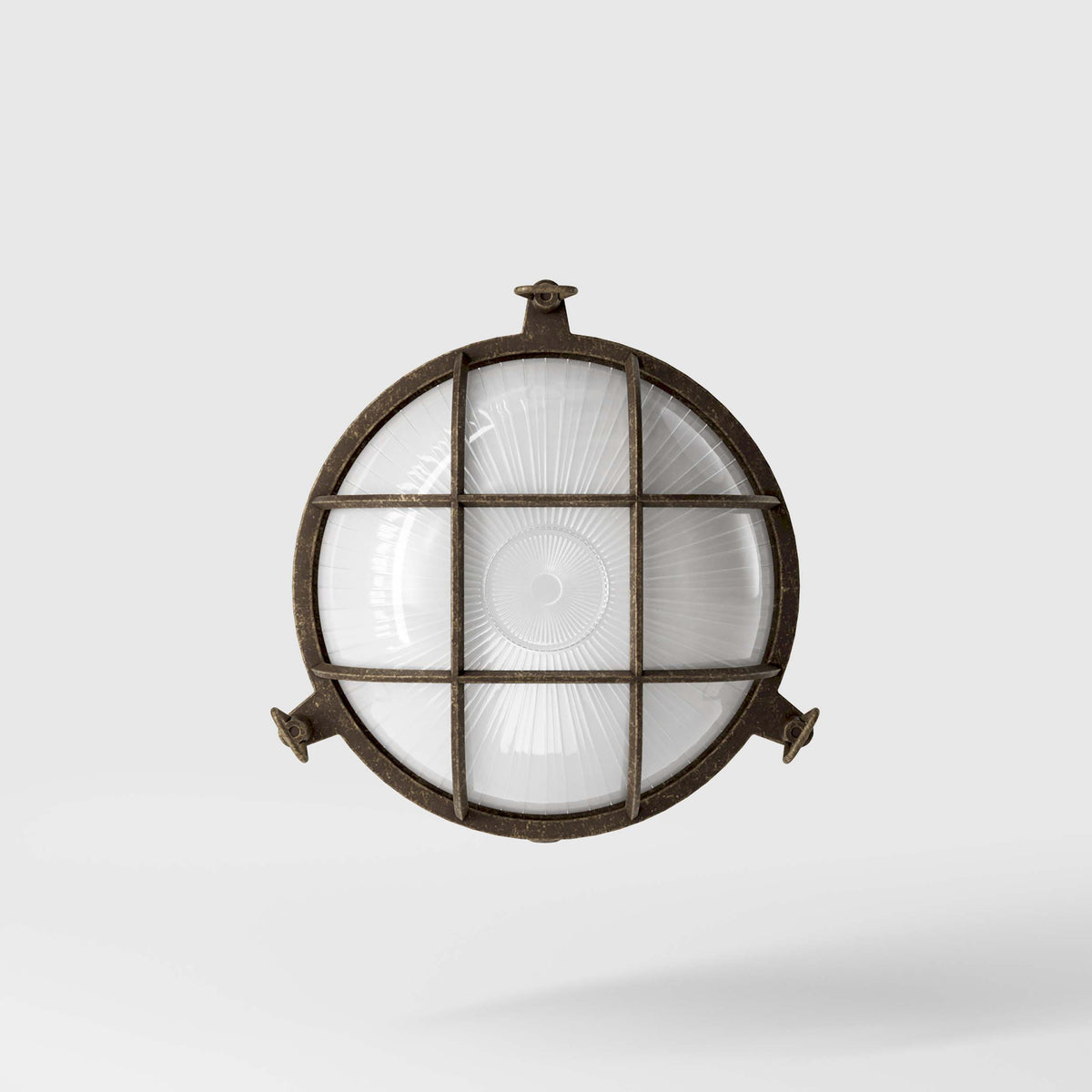 Applique da Esterno Rotonda con Griglia in Ottone - OAS Ottone Anticato