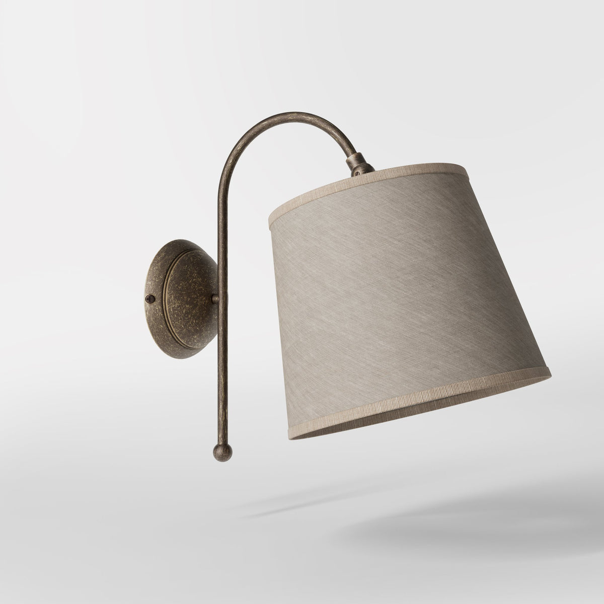 Brass Wall Lamp with Grey Linen Shade Adjustable - OAS Antique Brass