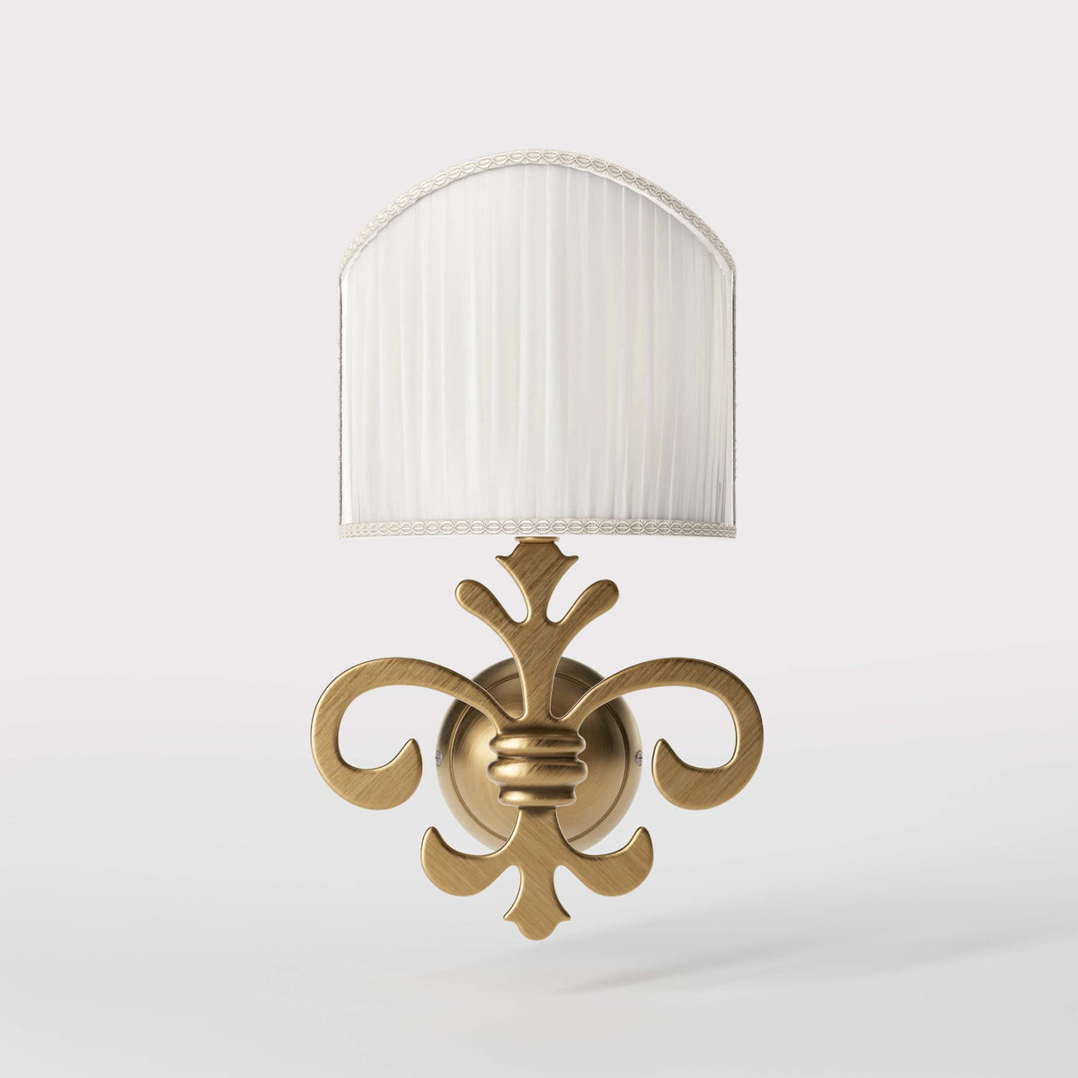 Barock Wandlampe aus Messing mit Plissee Schirm Giglio - OBS Satin Bronze