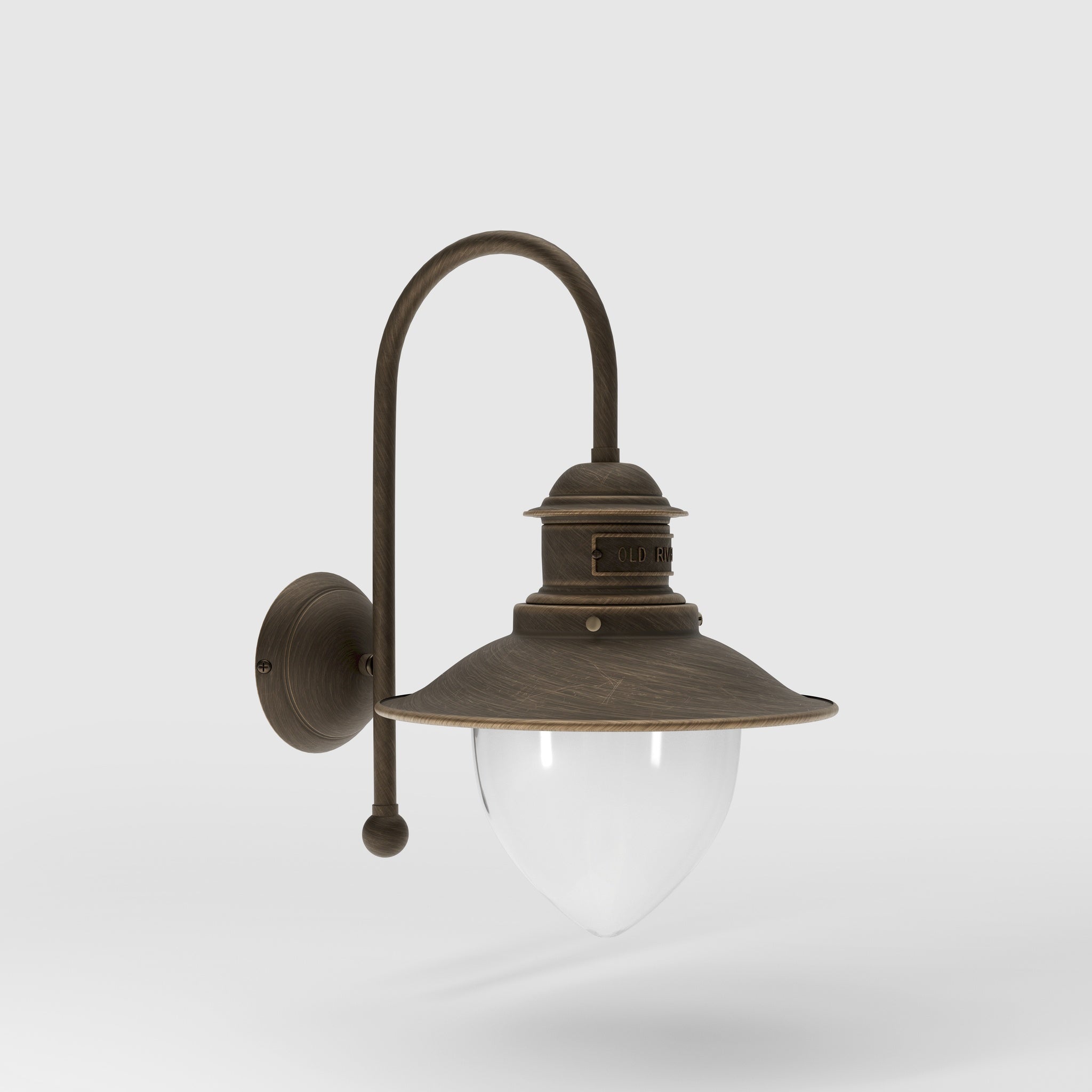 Outdoor brass wall lamp with clear glass shade, rustic maritime style by Ghidini 1849 - Finish: OBM Bronze Satin Matt Brass