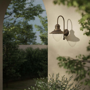 Outdoor brass wall lamp with clear glass shade, rustic maritime style by Ghidini 1849 - Finish: OBM Bronze Satin Matt Brass