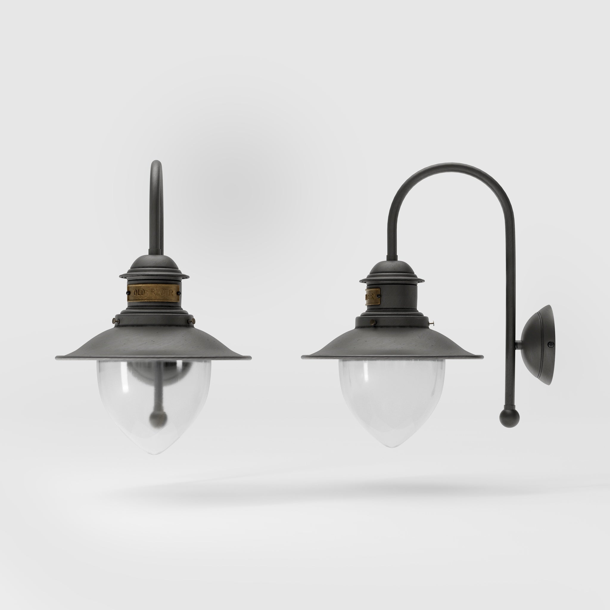 Outdoor brass wall lamp with clear glass shade, rustic maritime style by Ghidini 1849 - Finish: OBR Dark Bronze