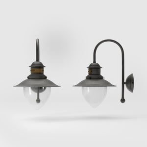 Outdoor brass wall lamp with clear glass shade, rustic maritime style by Ghidini 1849 - Finish: OBR Dark Bronze