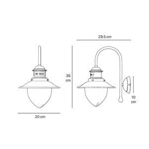 Outdoor brass wall lamp with clear glass shade, rustic maritime style by Ghidini 1849