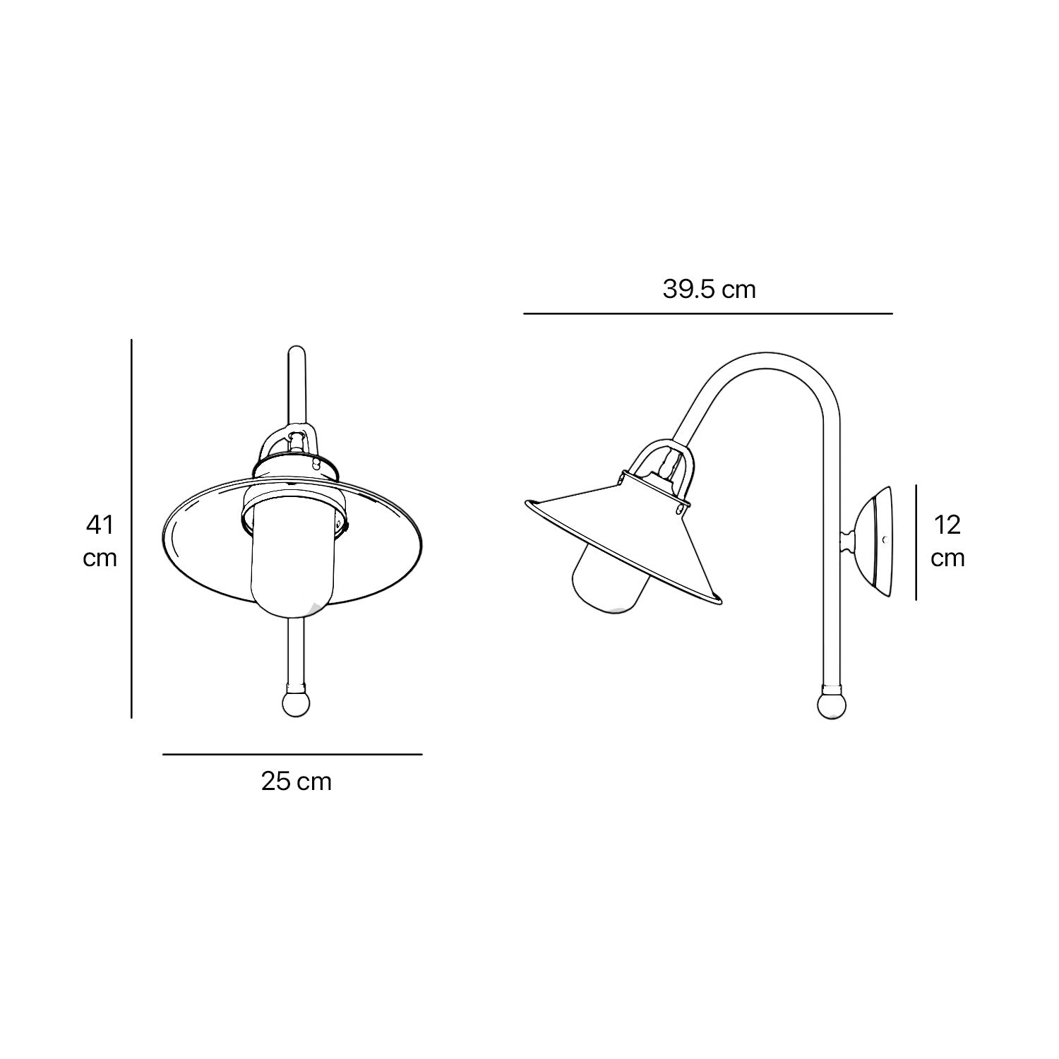 Country style outdoor brass wall lamp with arched arm protective hood and transparent glass diffuser Giada collection by Ghidini 1849