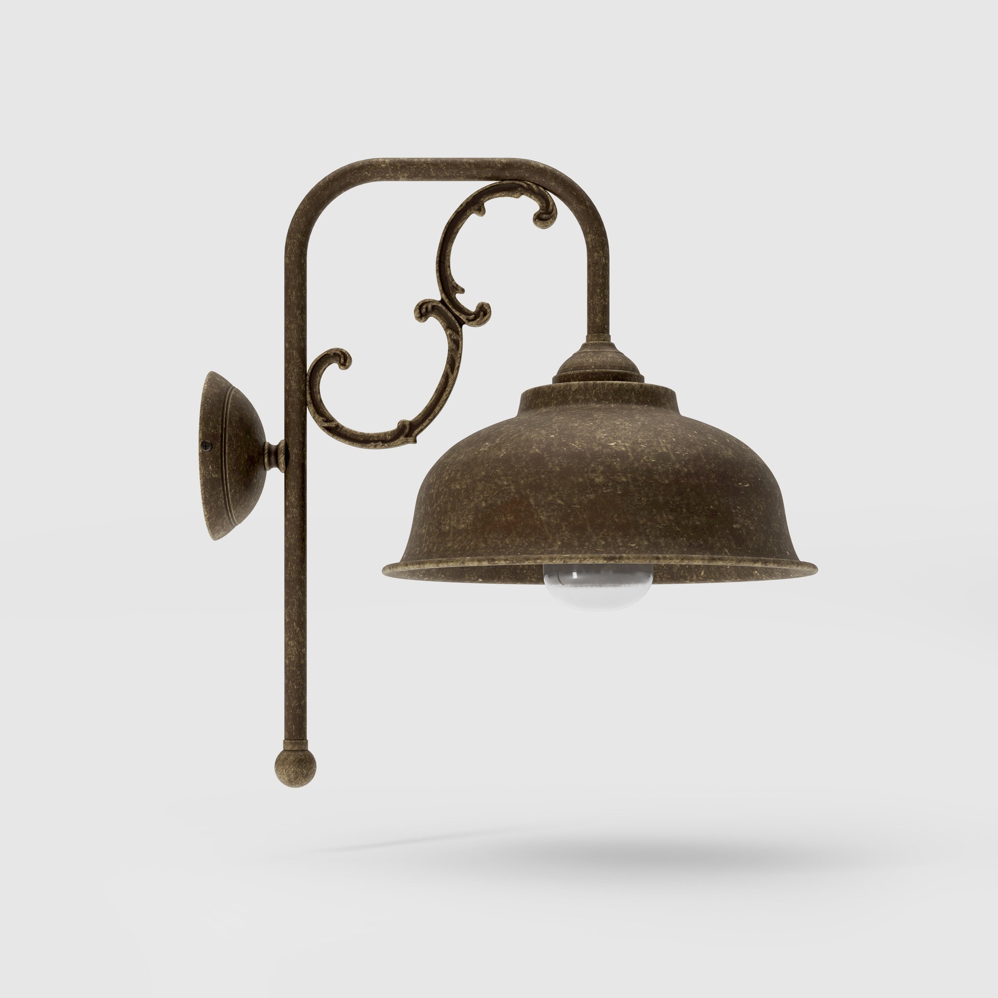 Art Nouveau outdoor wall lamp in brass with floral decorations protective dome and glass diffuser Lipari collection by Ghidini 1849 - Finish: OAS Antique Brass