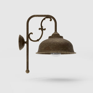 Art Nouveau outdoor wall lamp in brass with floral decorations protective dome and glass diffuser Lipari collection by Ghidini 1849 - Finish: OAS Antique Brass