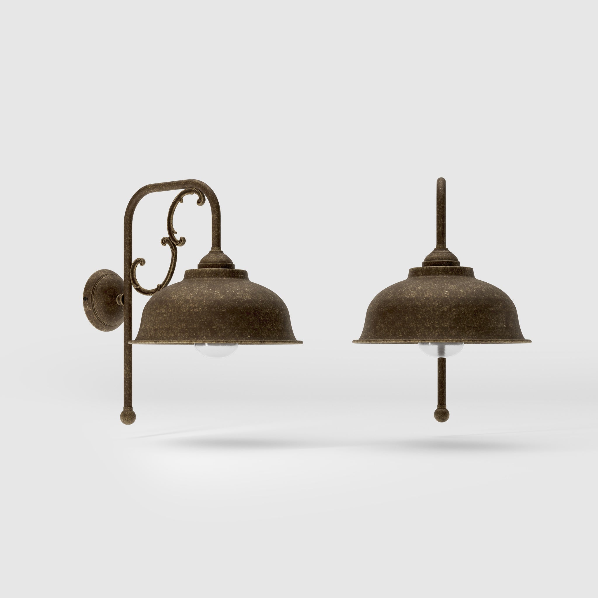 Art Nouveau outdoor wall lamp in brass with floral decorations protective dome and glass diffuser Lipari collection by Ghidini 1849 - Finish: OAS Antique Brass