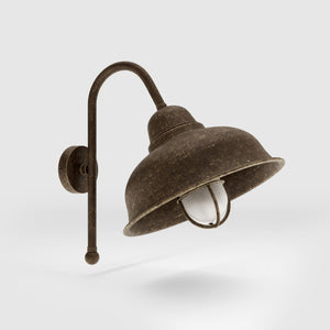 Outdoor wall lamp in brass and glass with protective cage, vintage industrial lighting by Ghidini 1849 - Finish: OAS Antique Brass