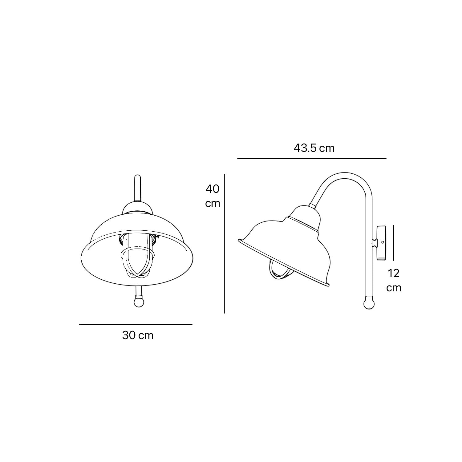 Outdoor wall lamp in brass and glass with protective cage, vintage industrial lighting by Ghidini 1849