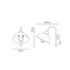Outdoor wall lamp in brass and glass with protective cage, vintage industrial lighting by Ghidini 1849