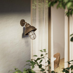 Outdoor brass wall lamp with adjustable joint and glass protection by Ghidini 1849 - Finish: OAS Antique Brass
