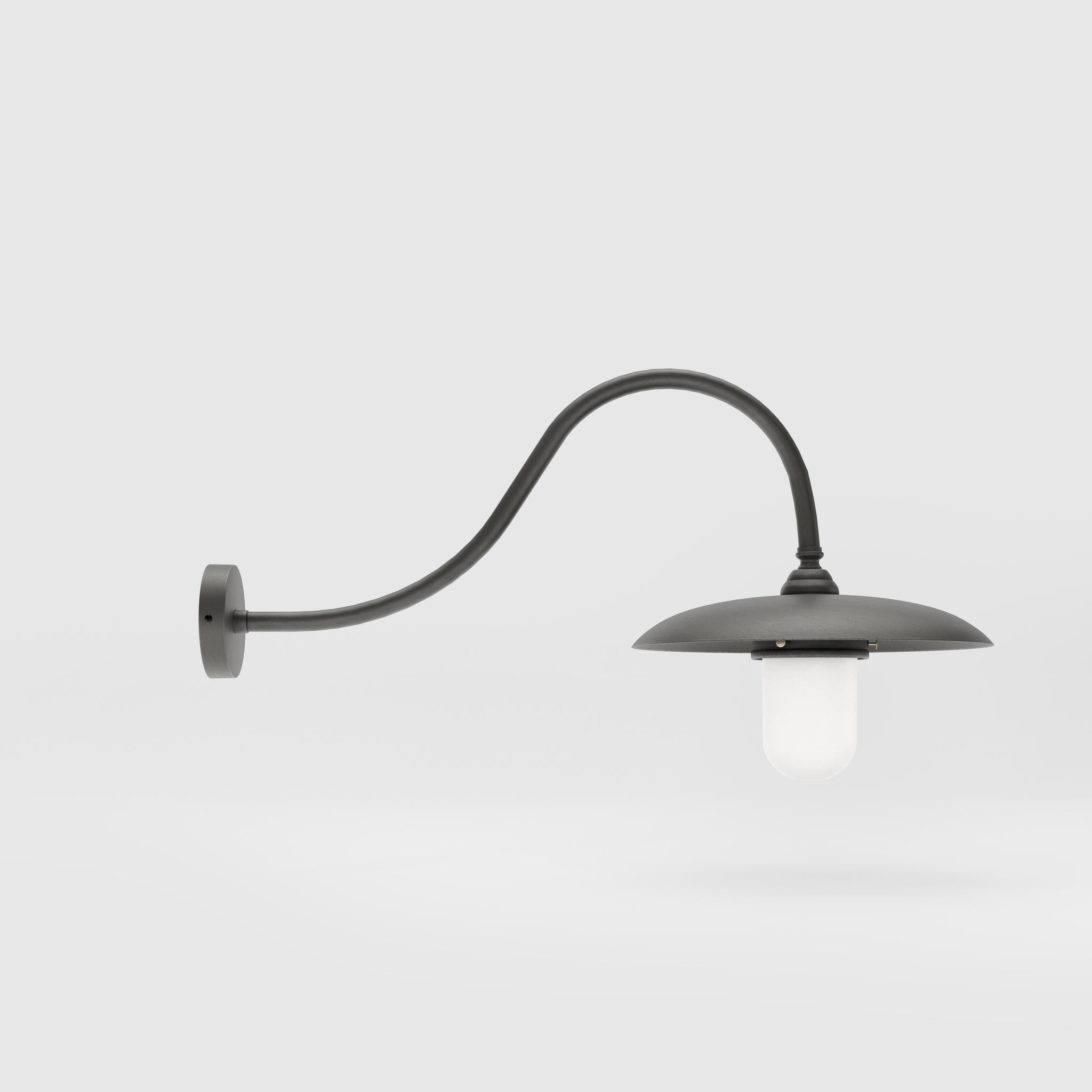Vintage brass outdoor wall lamp with curved arm and protected glass by Ghidini 1849 - Finish: OBR Dark Bronze