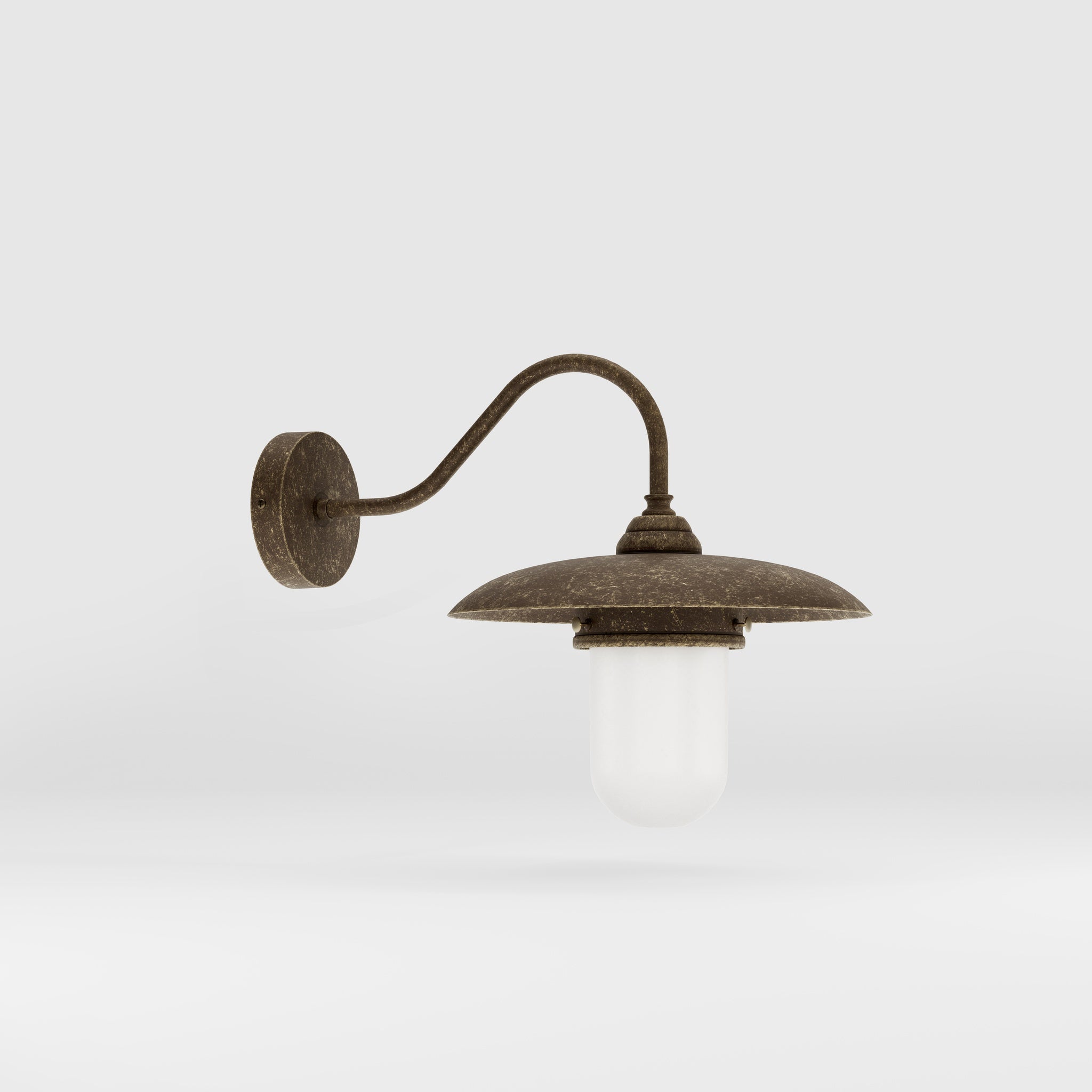 Retro brass outdoor wall lamp with wide shade and protected glass by Ghidini 1849 - Finish: OAS Antique Brass