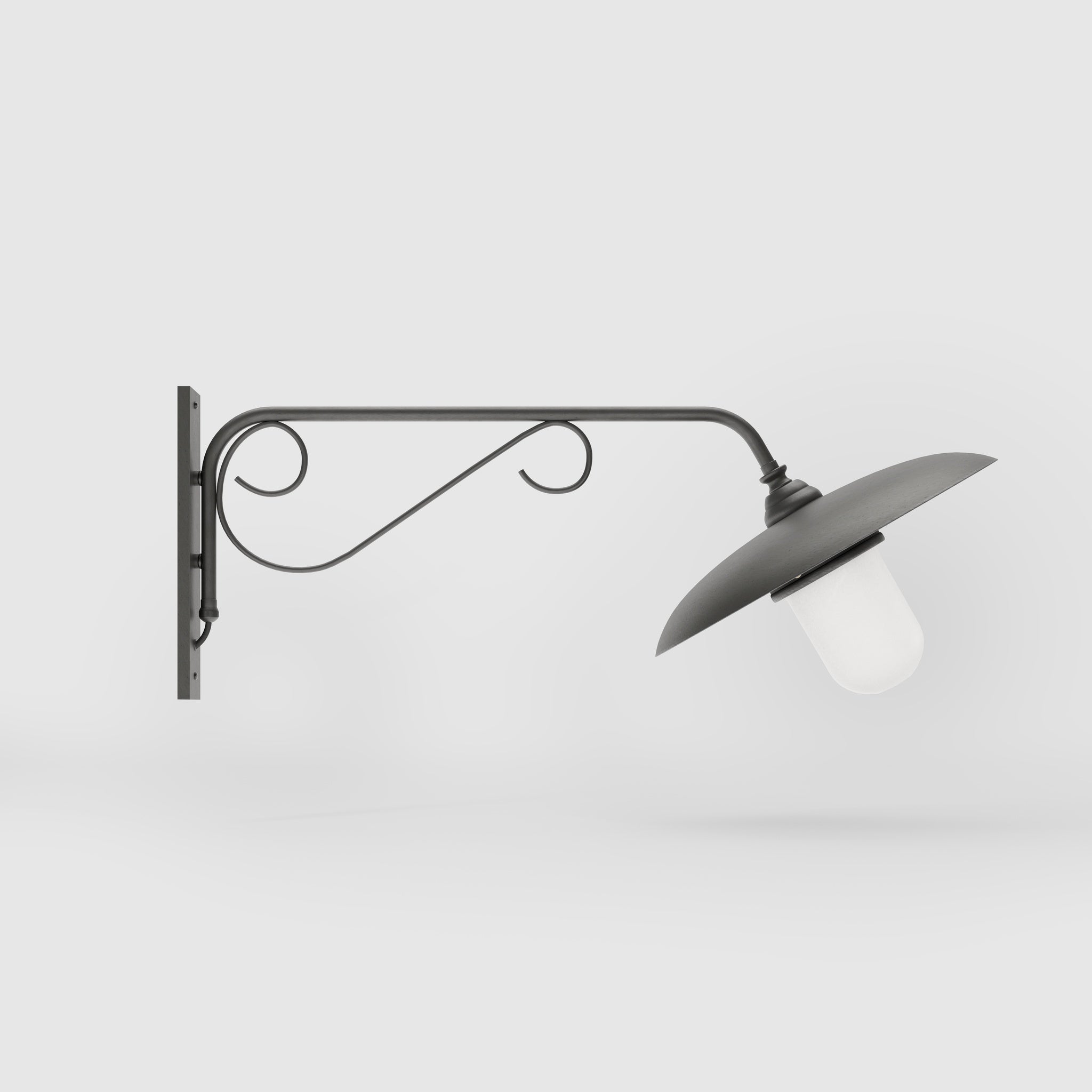 Brass outdoor wall lamp with decorative arm and protected glass by Ghidini 1849 - Finish: OBR Dark Bronze