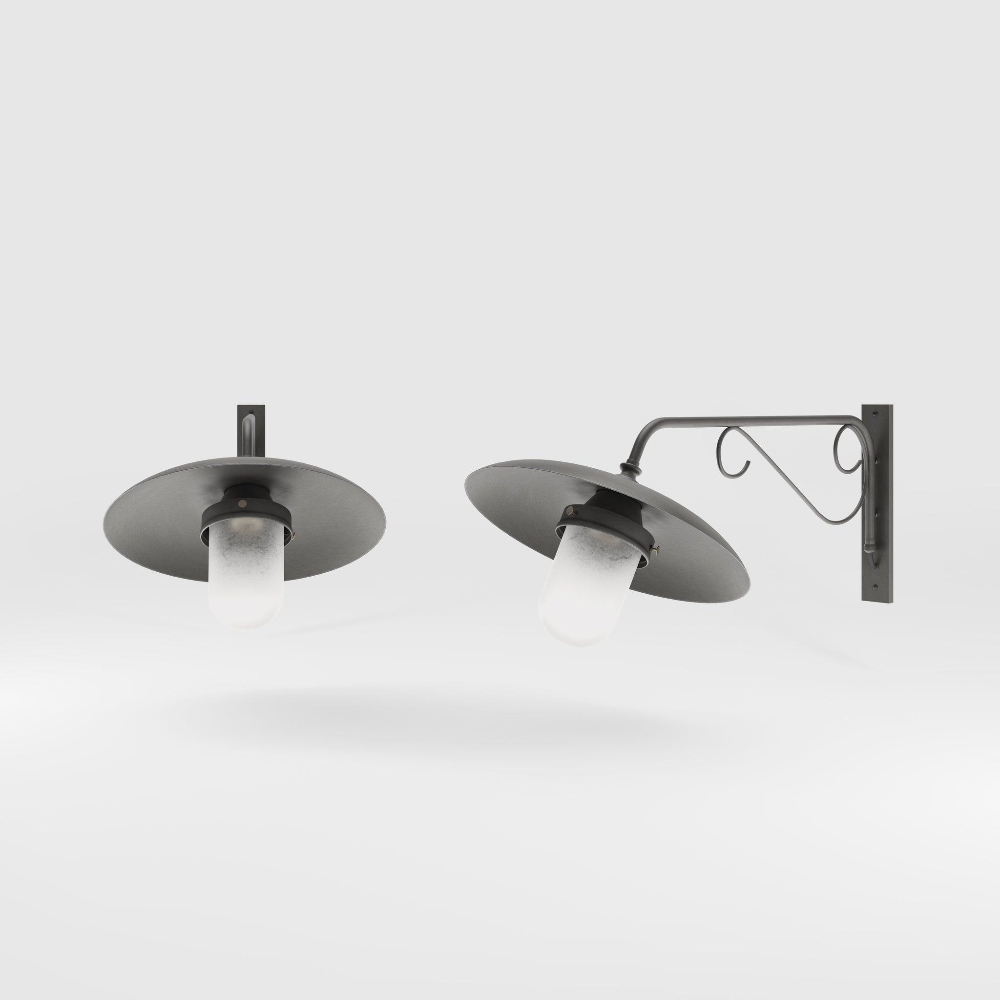 Brass outdoor wall lamp with decorative arm and protected glass by Ghidini 1849 - Finish: OBR Dark Bronze