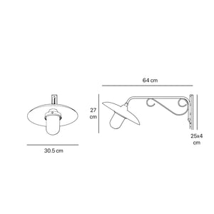 Brass outdoor wall lamp with decorative arm and protected glass by Ghidini 1849