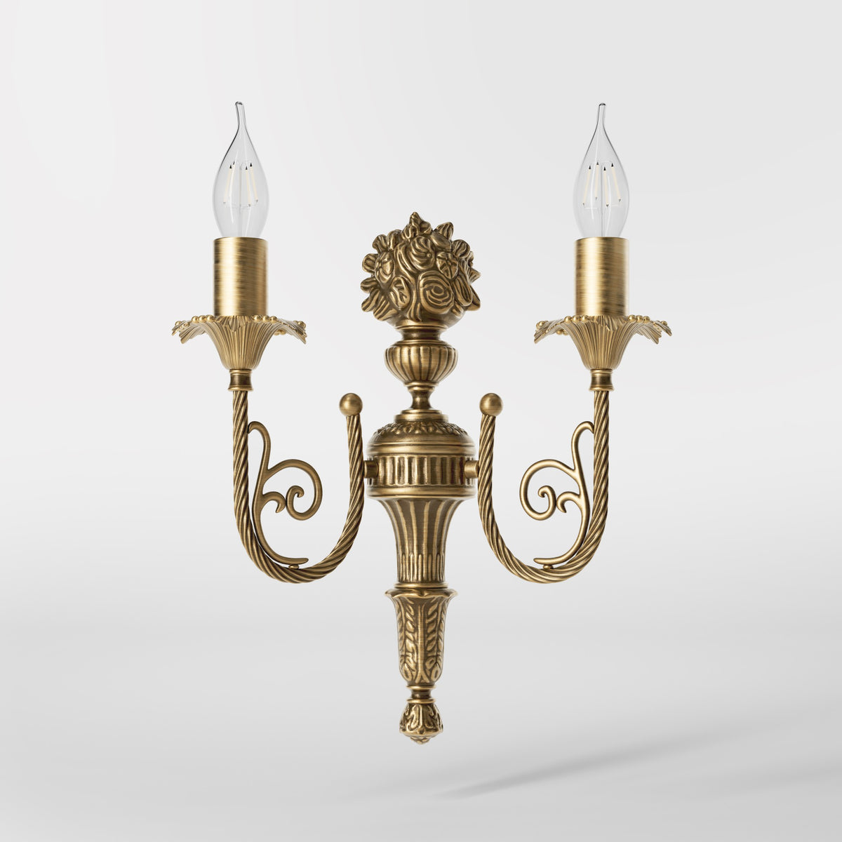 Classic Brass Wall Lamp with Two Lights Louis XV - OBS Bronze Satin Brass
