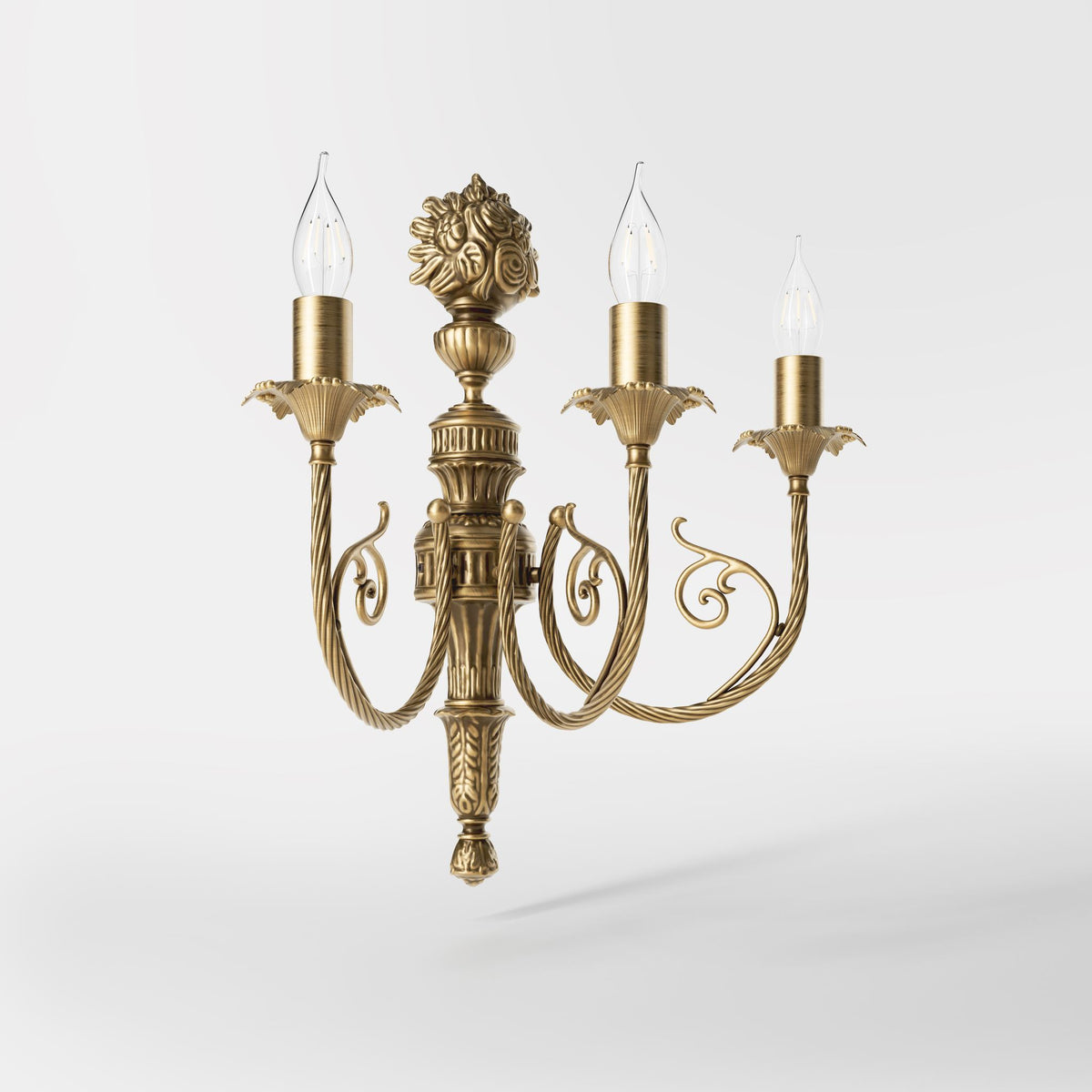 Applique Barocca con Tre Bracci Decorati Luigi XV - OBS Bronzo Satinato