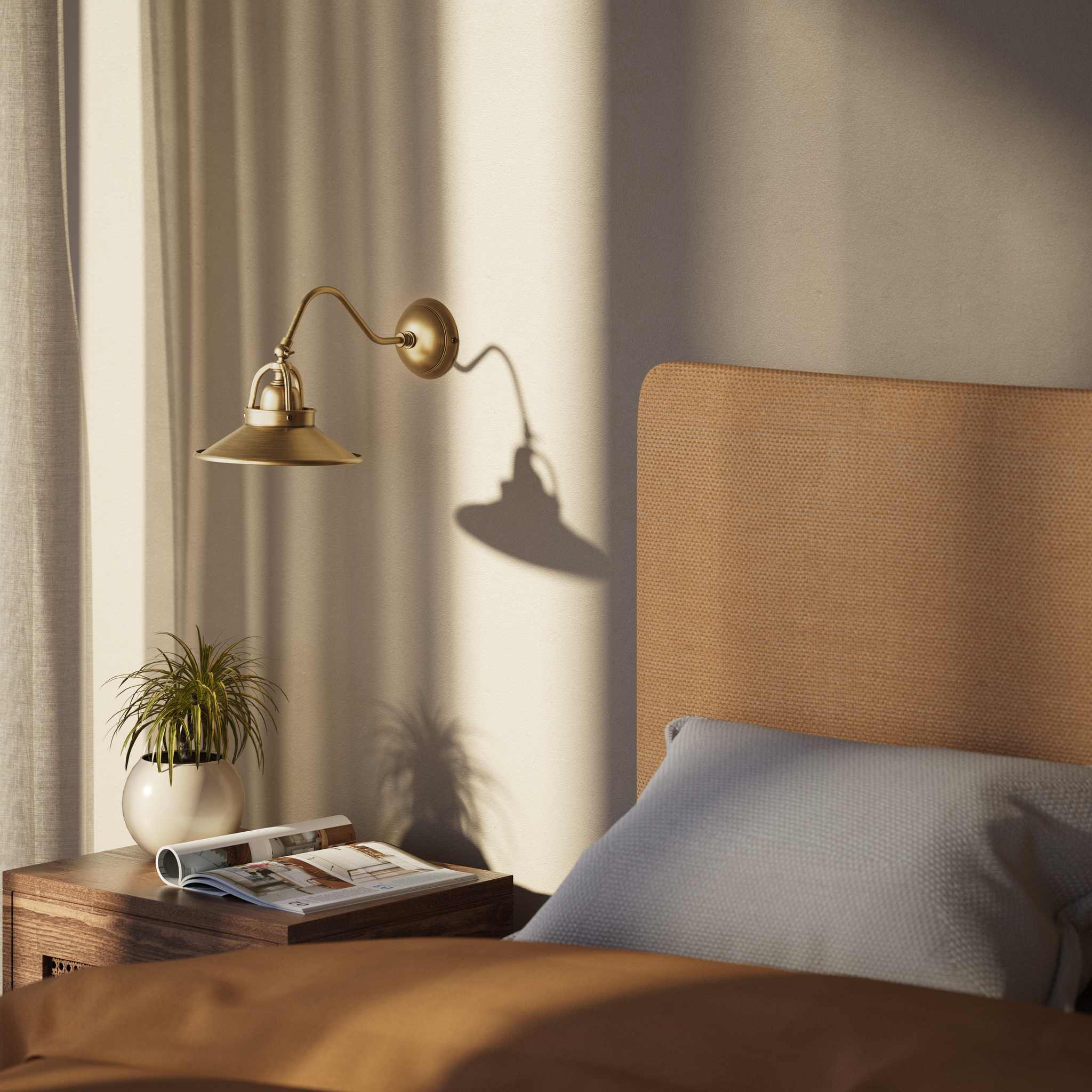 Rustic Brass Wall Lamp with Adjustable Shade, Country Style, For Living Areas and Hallways by Ghidini 1849 - Finish: OBS Bronze Satin Brass