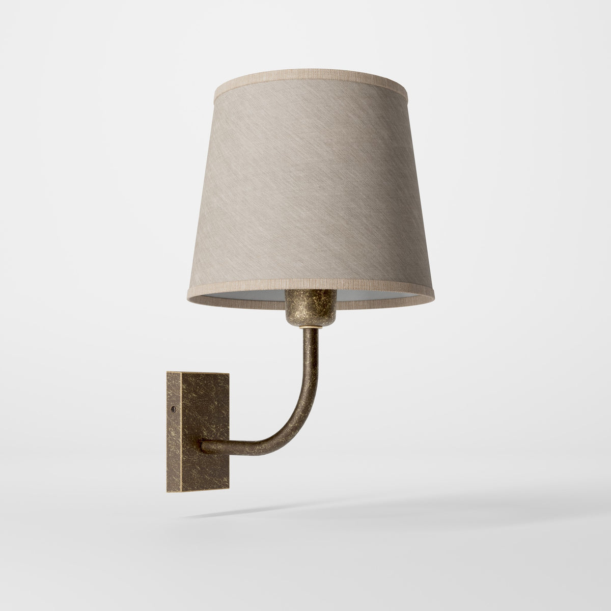 Wandlampe Aus Messing Mit Leinenschirm - OAS Antik Messing