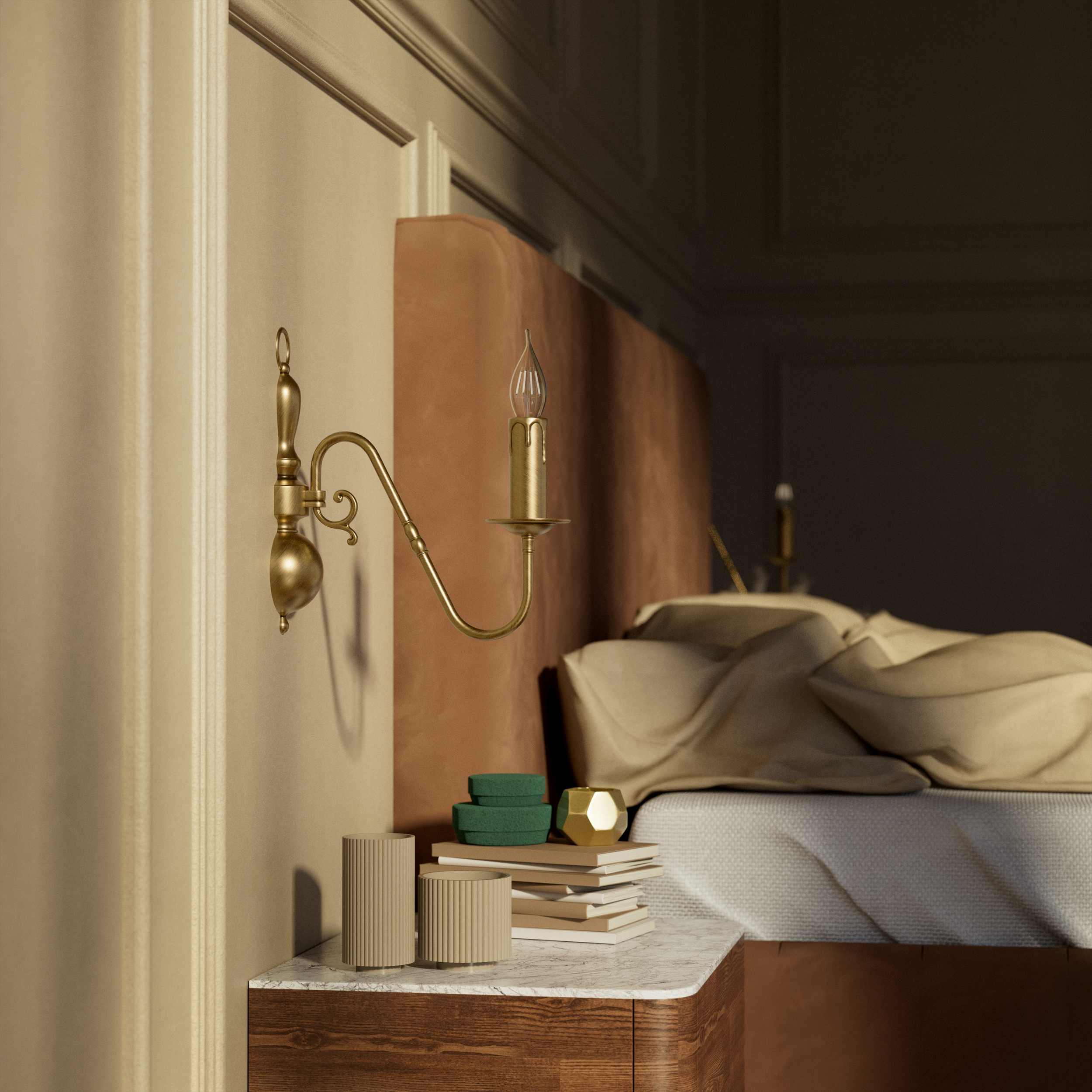 Flemish style brass wall lamp with decorative sphere and curved arm, classic design for interior lighting - Finish: OBS Bronze Satin Brass