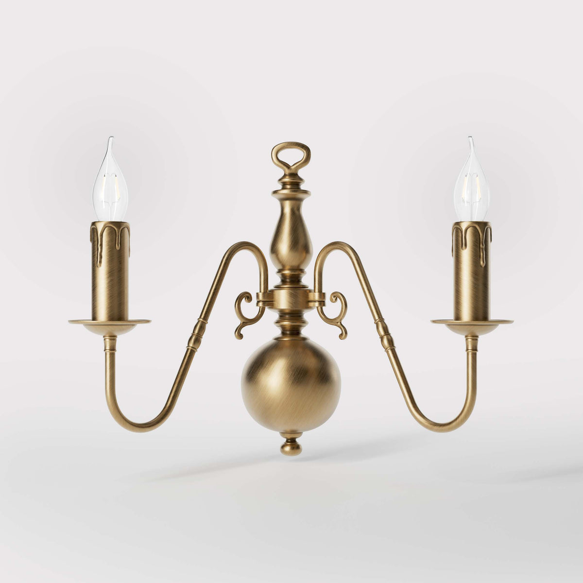 Double Brass Wall Lamp with Flemish Design - OBS Bronze Satin Brass