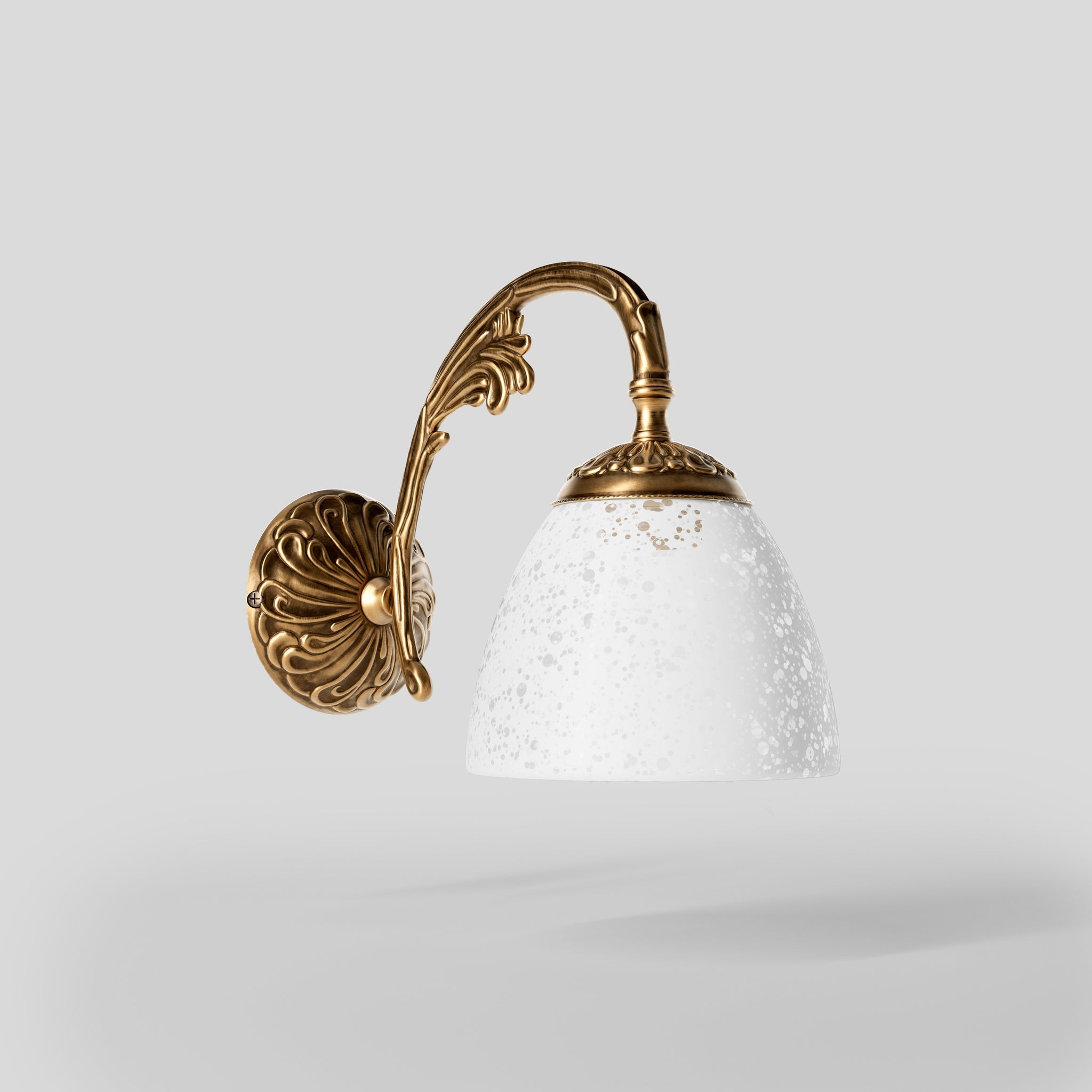 Classic brass wall lamp with a speckled white shade, vintage style for interiors by Ghidini 1849 - Finish: OBS Bronze Satin Brass
