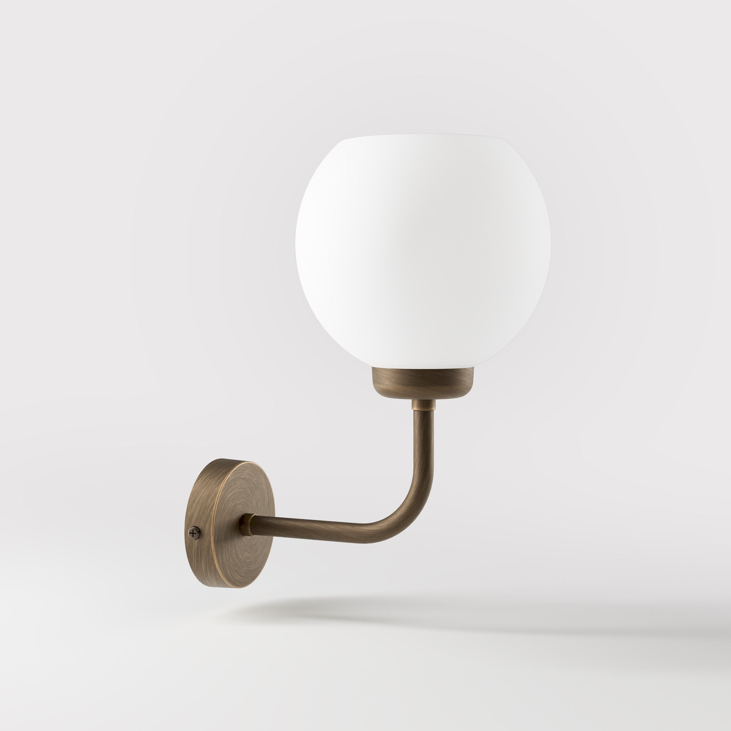Brass wall lamp with white opal glass shade, perfect for refined and elegant interiors - Finish: OBM Bronze Satin Matt Brass