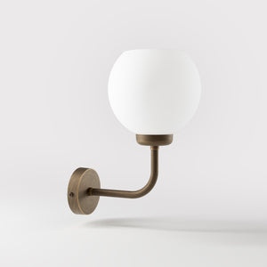 Brass wall lamp with white opal glass shade, perfect for refined and elegant interiors - Finish: OBM Bronze Satin Matt Brass