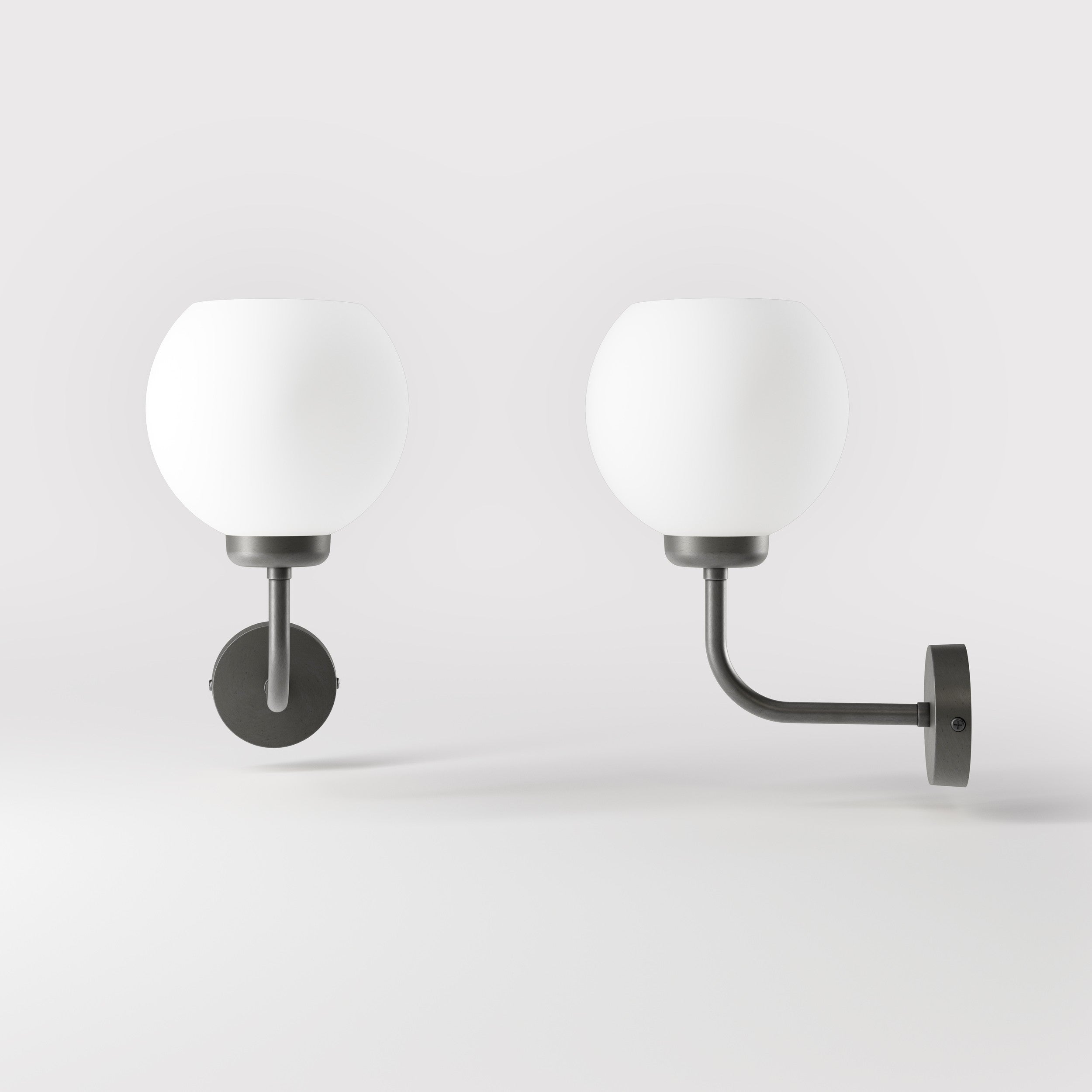 Brass wall lamp with white opal glass shade, perfect for refined and elegant interiors - Finish: OBR Dark Bronze