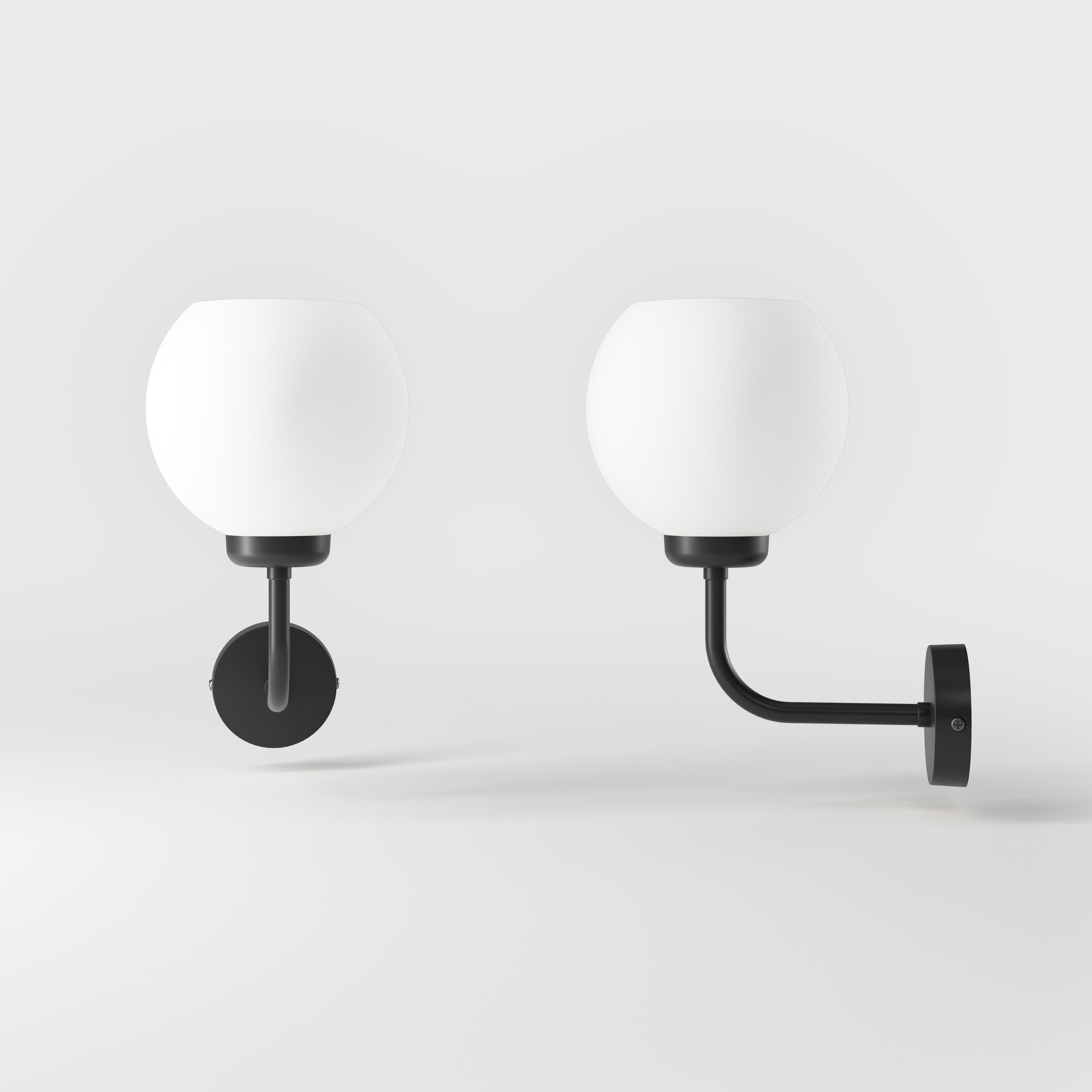 Brass wall lamp with white opal glass shade, perfect for refined and elegant interiors - Finish: ONO Matt Black