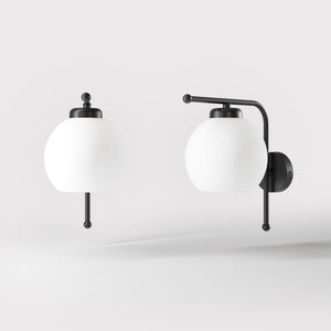 Brass wall lamp with frosted glass globe, retro style for elegant interiors - Finish: OBR Dark Bronze