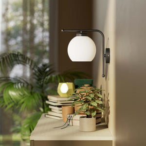 Brass wall lamp with frosted glass globe, retro style for elegant interiors - Finish: OBR Dark Bronze