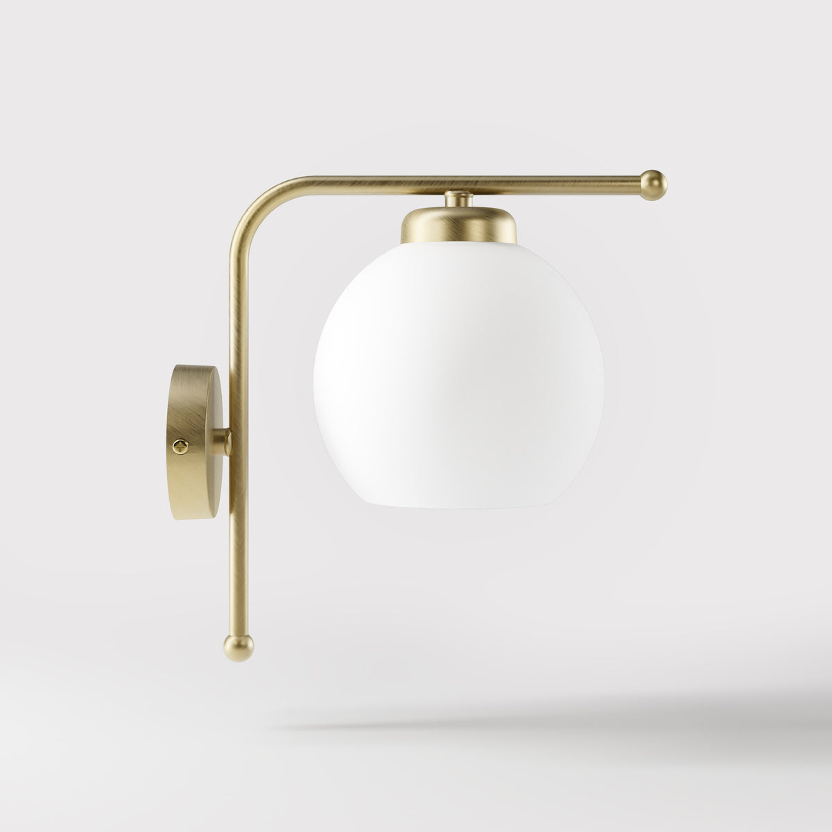 Brass Wall Lamp with Frosted Glass Globe Retro Style - OBV Bronze Satin Light Brass